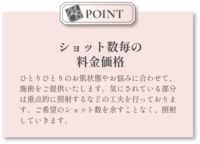 POINT:ショット数毎の料金価格